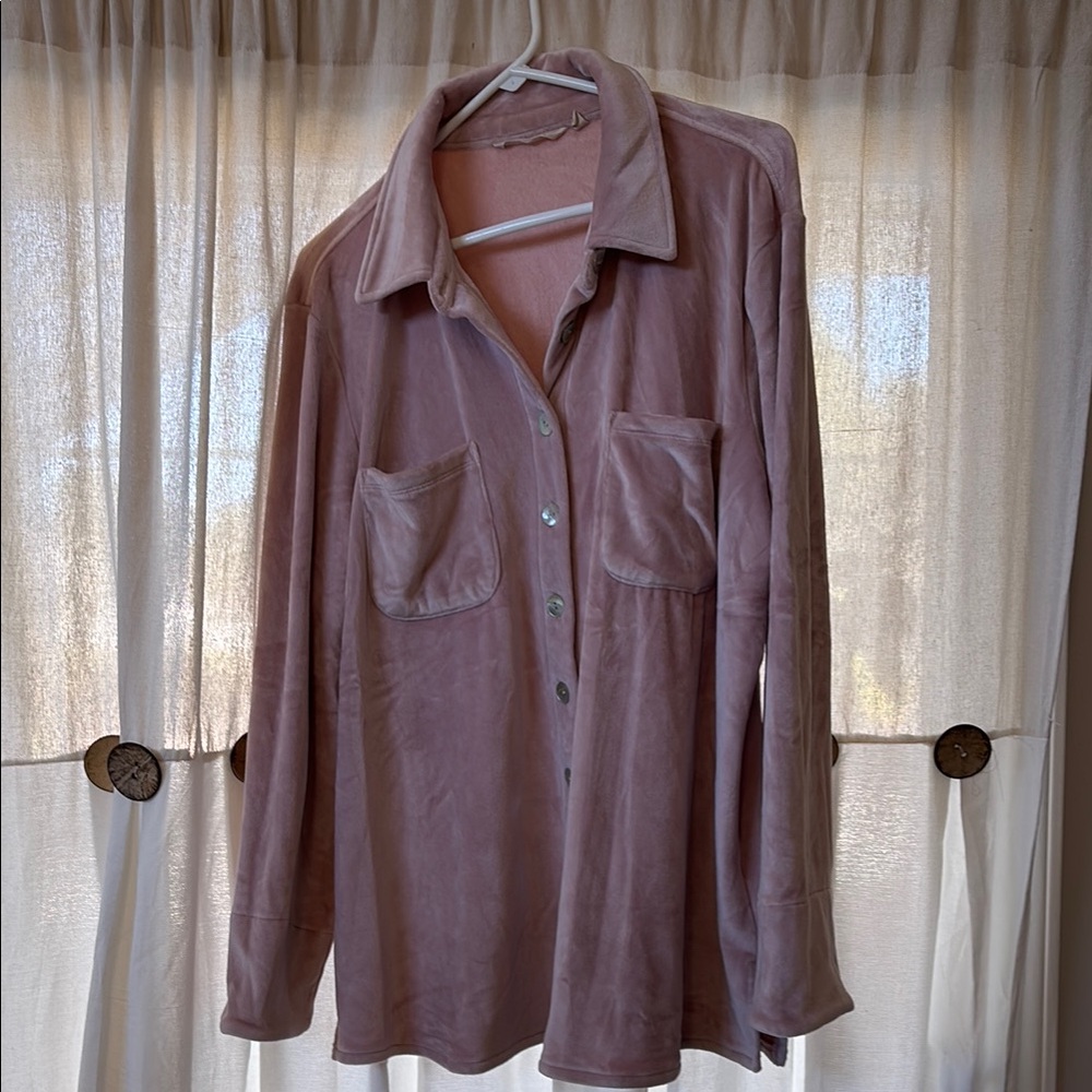 Womens Velvet Shirt - Pink